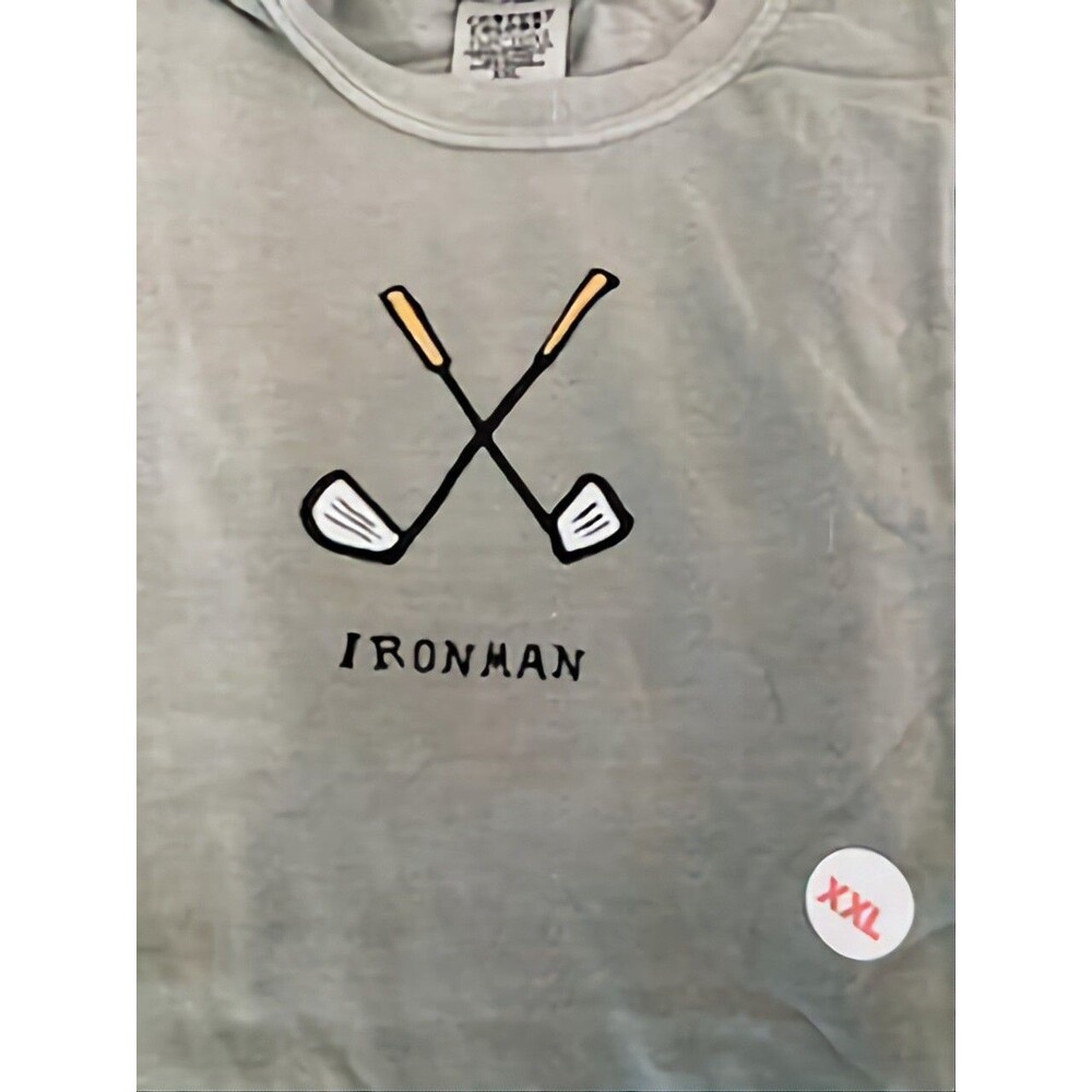 Iron Man Golf Gray Crewneck T-Shirt Mens XXL Funny
